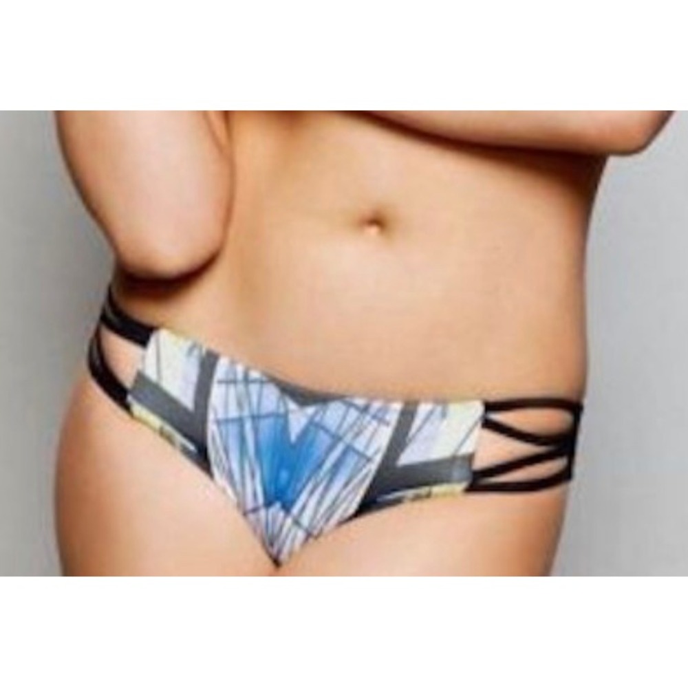 Beach Bunny Architecture Brazilian Swimsuit‎ Bottoms Cheeky Strappy XS